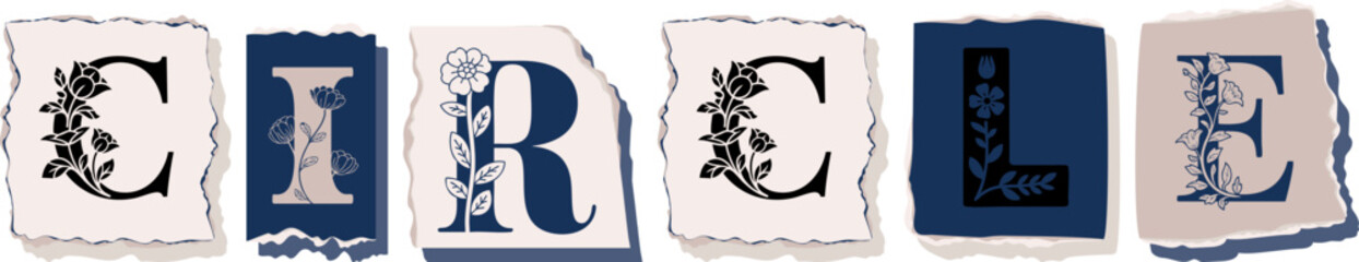 CIRCLE Floral Typography of a Concept Word � Elegant Torn Paper Letter Design