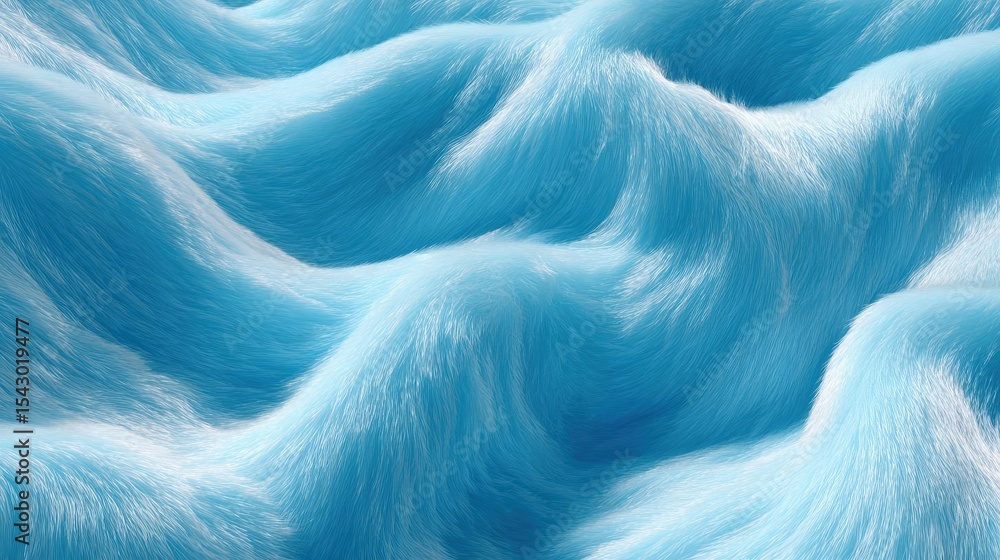 Poster abstract digital art piece that appears to be made up of wavy lines and curves. the lines are a ligh