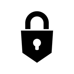 Closed metal padlock, isolated on a white background. Security symbol.