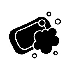 Silhouette icon of soap with bubbles. Hygiene and cleaning symbol