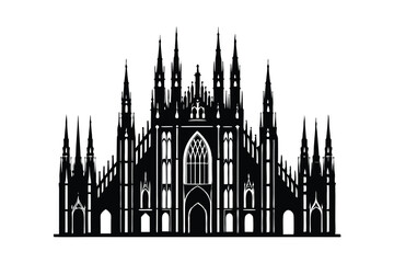 Fototapeta premium Milan Cathedral Illustration on White Background Vector graphic