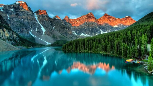 Sunrise Over Lake in the Rockies