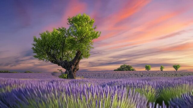 Lavender Field at Sunset