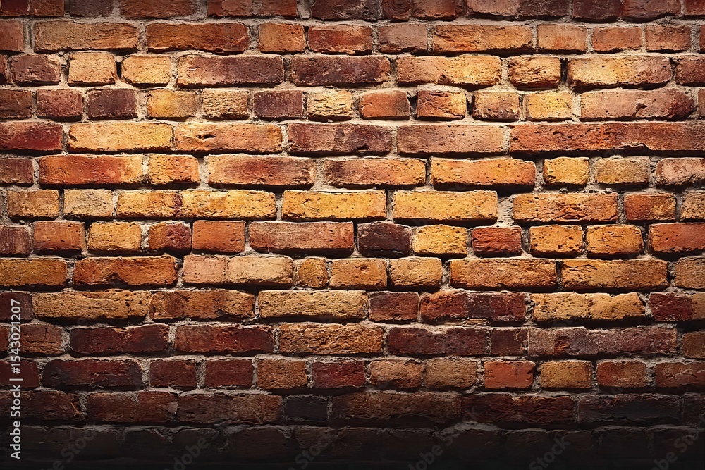 Poster sturdy wall of red and brown rectangular bricks creating a strong and reliable building structure