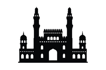 Obraz premium Charminar Hyderabad Illustration on White Background high resolution illustration