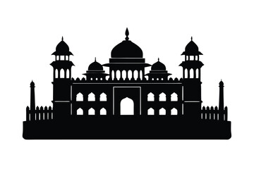 Red Fort Delhi Illustration on White Background for Design Projects