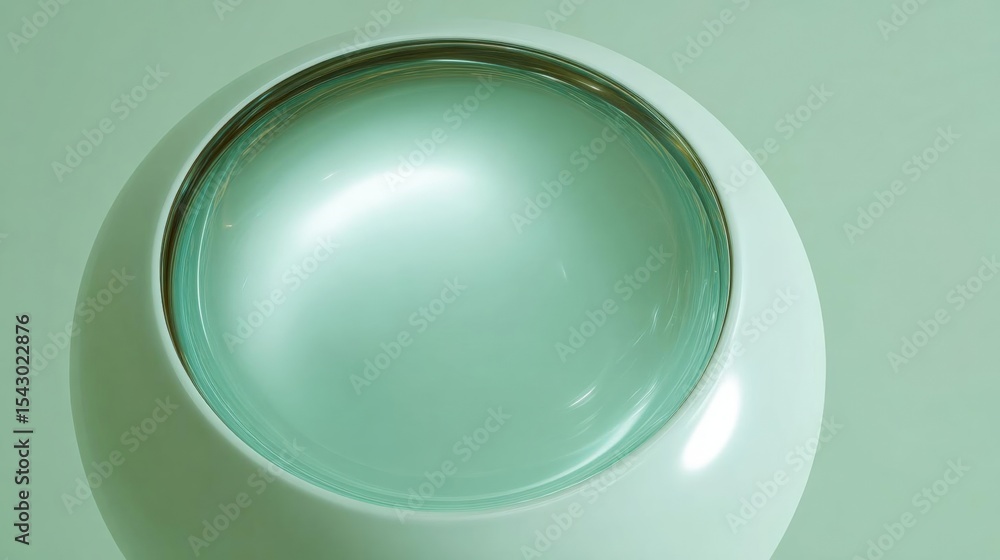 Poster close-up of a round, light green object with a smooth surface. the object appears to be made of glas