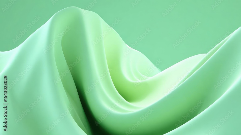 Poster close-up of a light green fabric with a smooth and flowing texture. the fabric appears to be made of