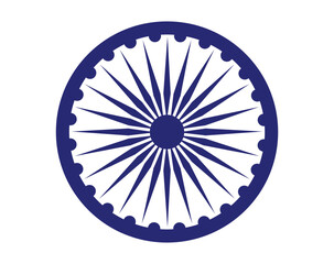 Ashoka Chakra vector icon, Indian flag wheel symbol of justice and freedom