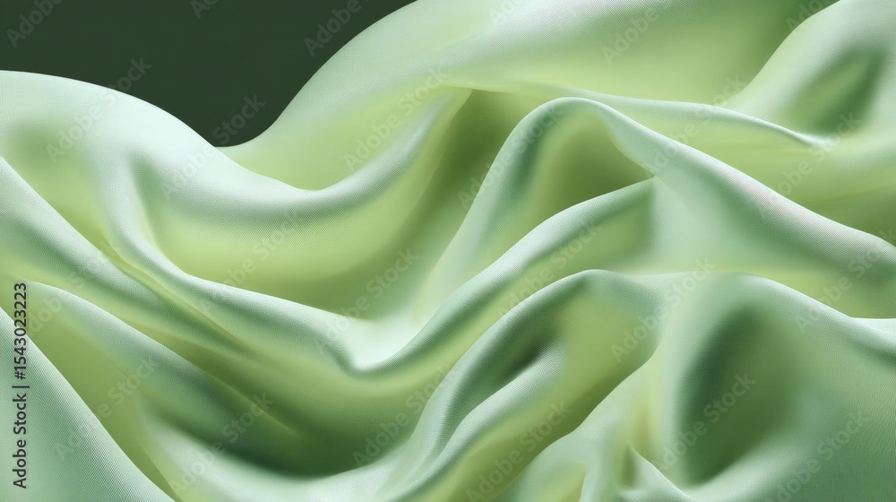 Poster close-up of a light green fabric with a smooth and elegant texture. the fabric appears to be made of