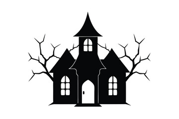 Haunted House Vector Design with Cracked Windows illustration
