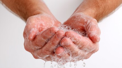 Hands being washed with soapy water