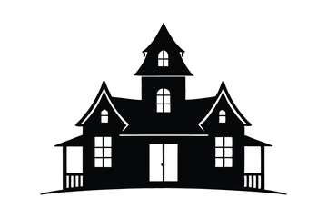 Haunted Victorian House Vector Illustration for Halloween Design