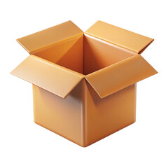 Open cardboard box isolated on black background