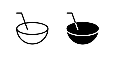 Coconut Icon Set suitable for tropical or beach designs.