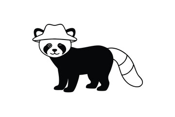 Red Panda Wearing Explorer Hat on White Background Illustration