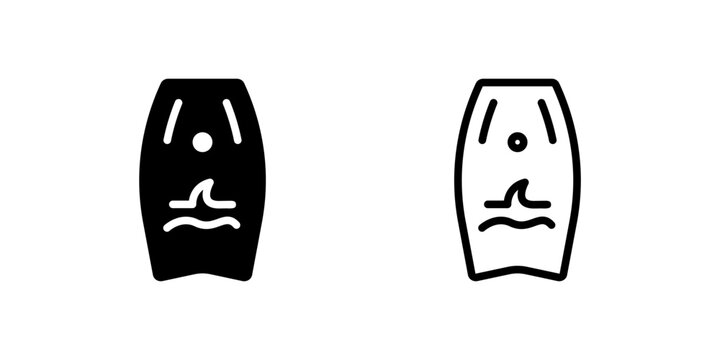 An icon of a boogie board for water sports, symbolizing surfing and recreational beach activities.