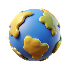 Cartoon earth globe 3d render illustration