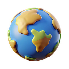 Cartoon earth globe 3d render illustration