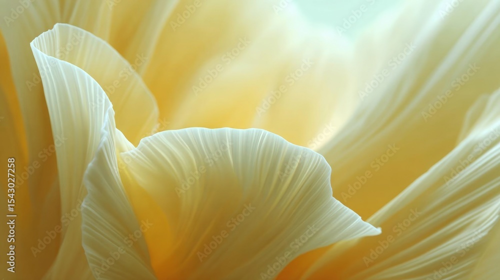 Aufkleber close-up of a yellow flower petal. the petal is in focus, while the background is blurred, creating 