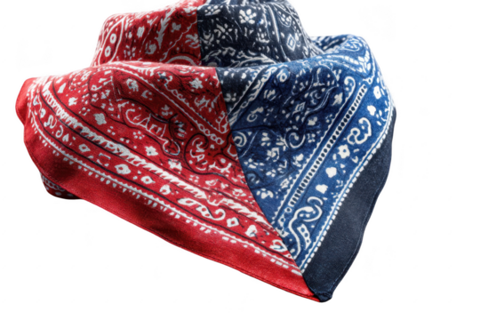 Bandana, red & blue, patterned