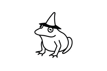 Cartoon Frog Wearing a Wizard Hat on a White Background