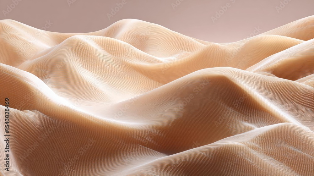 Poster close-up of a fabric texture. the fabric appears to be a light peach color and has a smooth, wavy pa