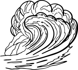 Sea surf ocean waves sketch summer style in vector