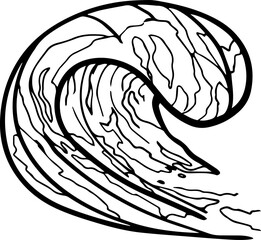 Sea surf ocean waves sketch summer style in vector