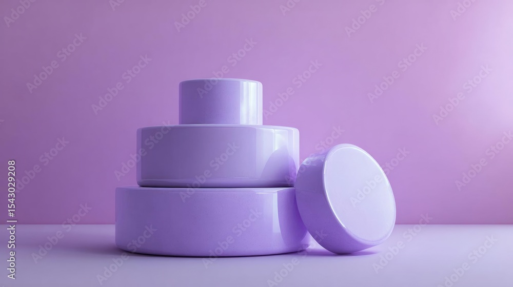 Aufkleber stack of three white ceramic jars with lids. the jars are stacked on top of each other, with the lar