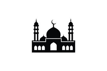Minimalist Mecca and Medina Twin Mosque Logo Icon