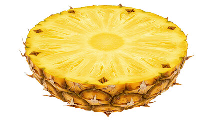 Freshly cut pineapple half showing interior texture and unique fruit details