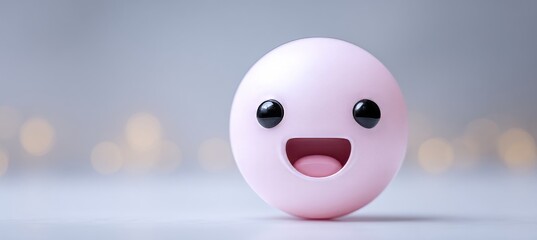 Smiling Face Illustration in Round Design with Cheerful Expression and Copy Space for Text Placement