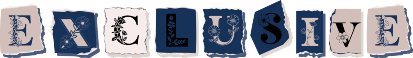 EXCLUSIVE Floral Typography of a Concept Word � Elegant Torn Paper Letter Design