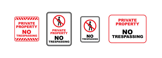No trespassing sign on white background	