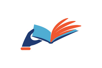 Hand Flipping Book Pages Illustration on White Background