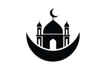 Traditional Crescent Moon and Mosque Logo Icon Design