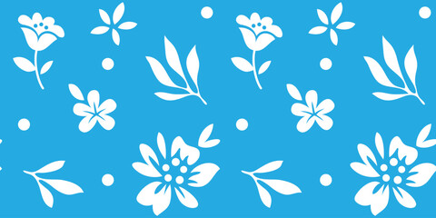 Hand drawn simple abstract flowers print. Trendy collage pattern. Fashionable template for fabric design.