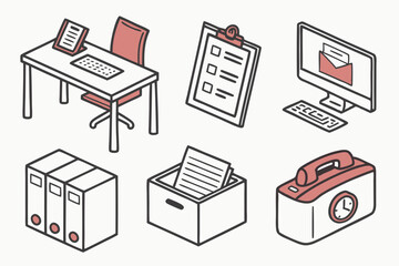 vector illustration of a set of furniture icons