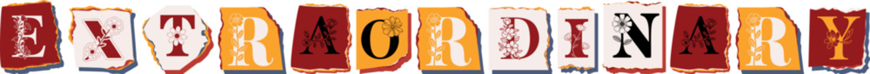 EXTRAORDINARY Floral Typography of a Concept Word � Elegant Torn Paper Letter Design