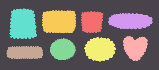 Decorative wavy outlines in pastel tones – border and frame set for fun educational materials, stickers, and children’s designs.