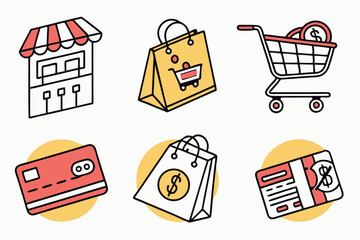 shopping icon set