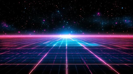 Futuristic grid path through cosmos