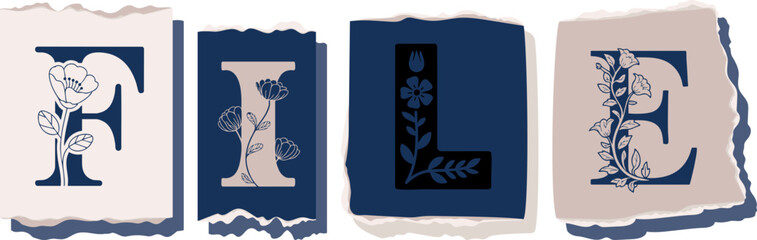 FILE Floral Typography of a Concept Word � Elegant Torn Paper Letter Design