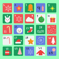 Christmas Advent Calendar Design with Numbers