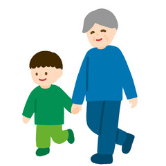 Fototapeta premium 孫（男の子）と歩くおじいさん