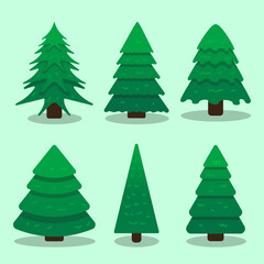 Obraz premium Collection of 6 Green Trees
