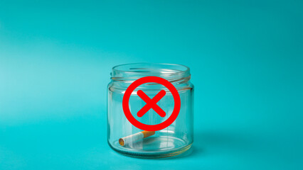 No smoking sign with cigarette, cigarette quit smoking, unhealthy lifestyle and quitting decision, tobacco health risk