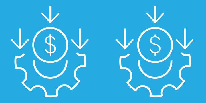 Cost reduction, money line icon. Cost effective line icons, reducing costs vector set. Low cost management icon in linear style.