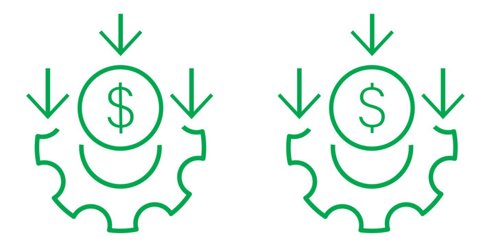 Cost reduction, money line icon. Cost effective line icons, reducing costs vector set. Low cost management icon in linear style.